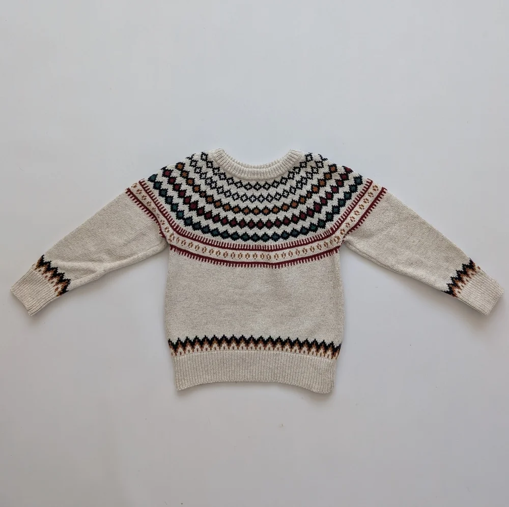 GAP Toddler Crew Neck Knit Sweater With Fair Isle Pattern